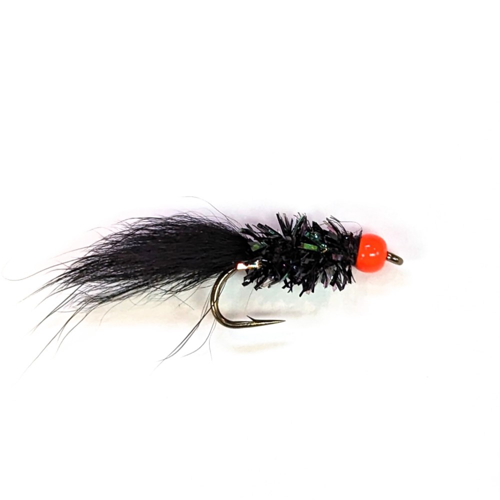 Orange Bead Micro Leech - Black